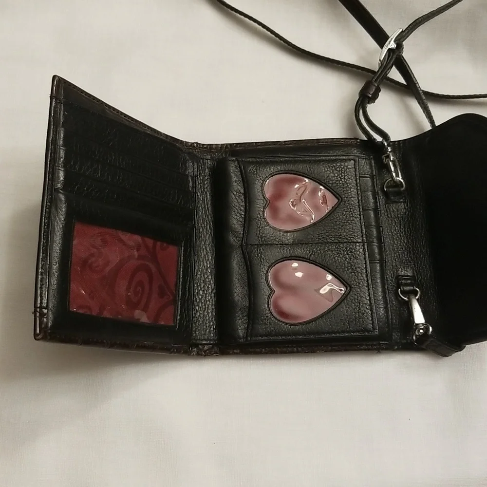 Brighton Mini Crossbody Wallet and NWOT Brown Leather Belt, ML, $55